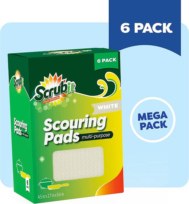 SCRUBIT Multi-Purpose Scouring Pad by Scrub-It - Non-Scratch Cleaning Dobie Pads for Pots, Pans, Dishes, Utensils & Non-Stick Cookware - Sponge Scrubbers Use for Kitchen, Bathroom & More (6 Pack) - Image 2